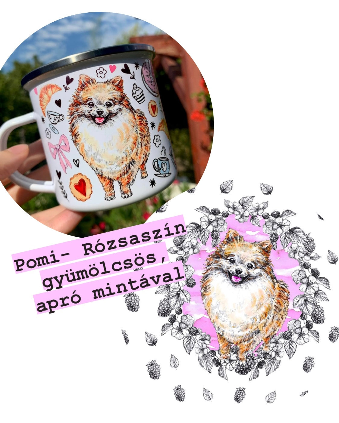 Pomerániai Törpespicc kutya bögre - VÁLASZTHATÓ 4 FÉLE MINTÁVAL