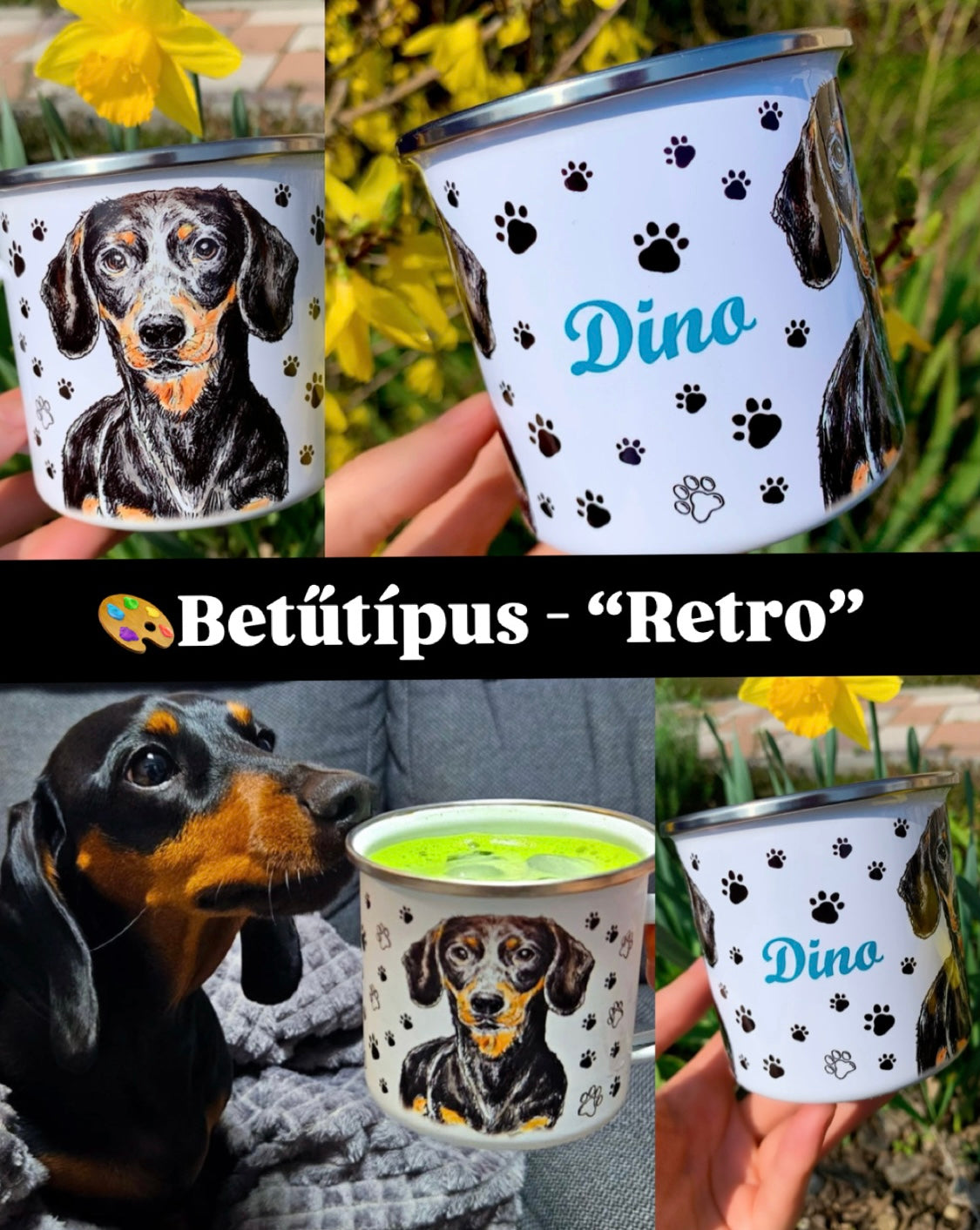 Egyedi Kutya NÉV / FELIRAT - TERVEZD MEG TE! - Kérhető Bögrére és Kulacsra