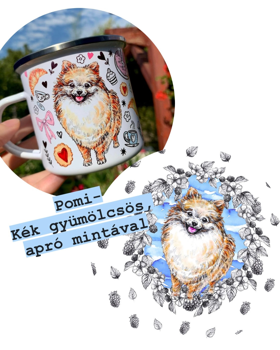 Pomerániai Törpespicc kutya bögre - VÁLASZTHATÓ 4 FÉLE MINTÁVAL