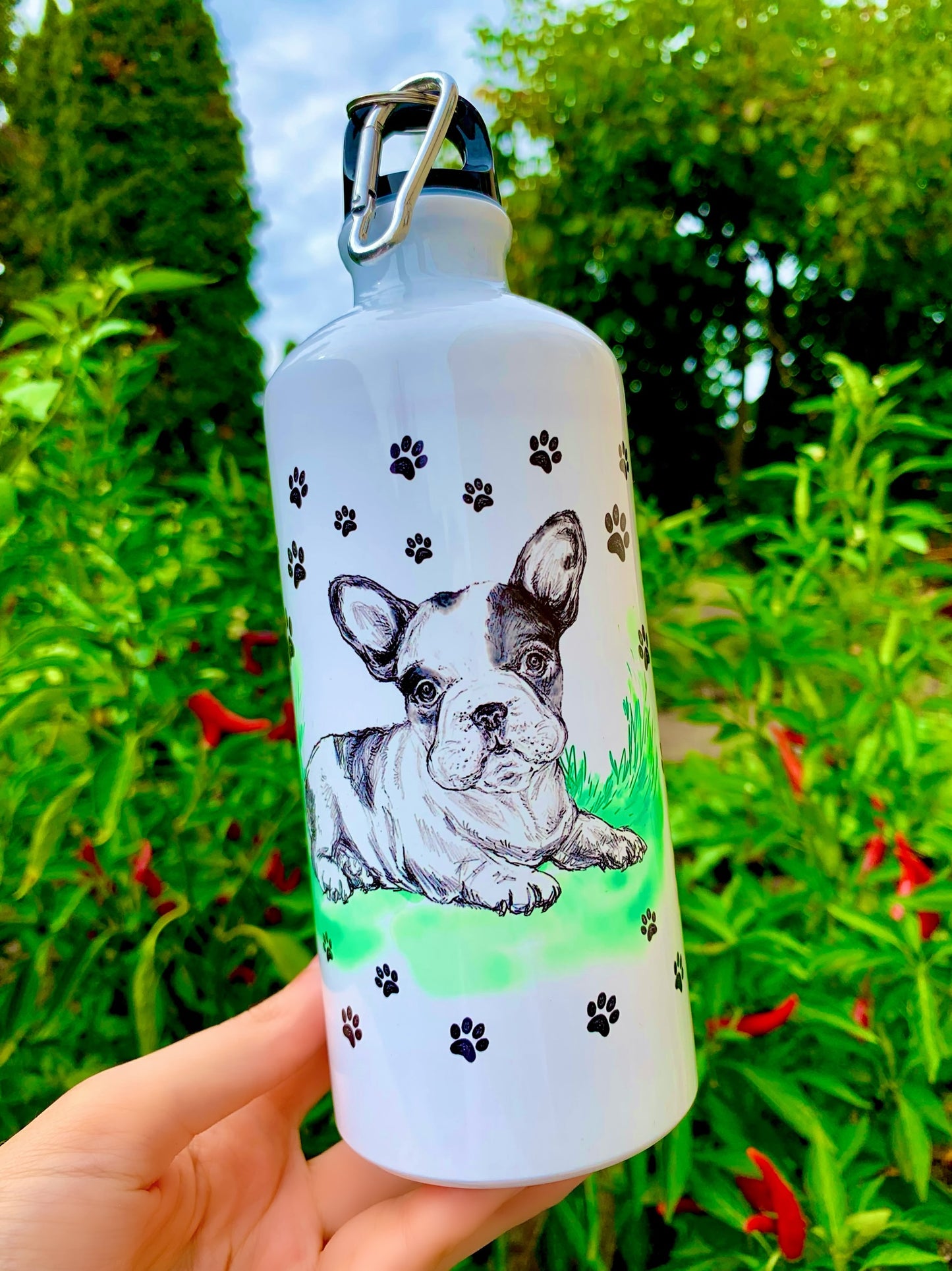 Francia Bulldog Kulacs - Választható Foltos BULLDOG és Fekete BULLDOG KUTYA MINTÁVAL