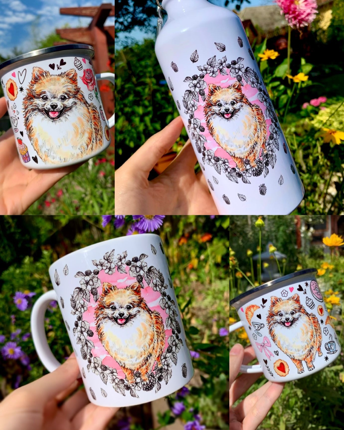 Pomerániai Törpespicc kutya bögre - Pomi kutya és Gyümölcs mintával