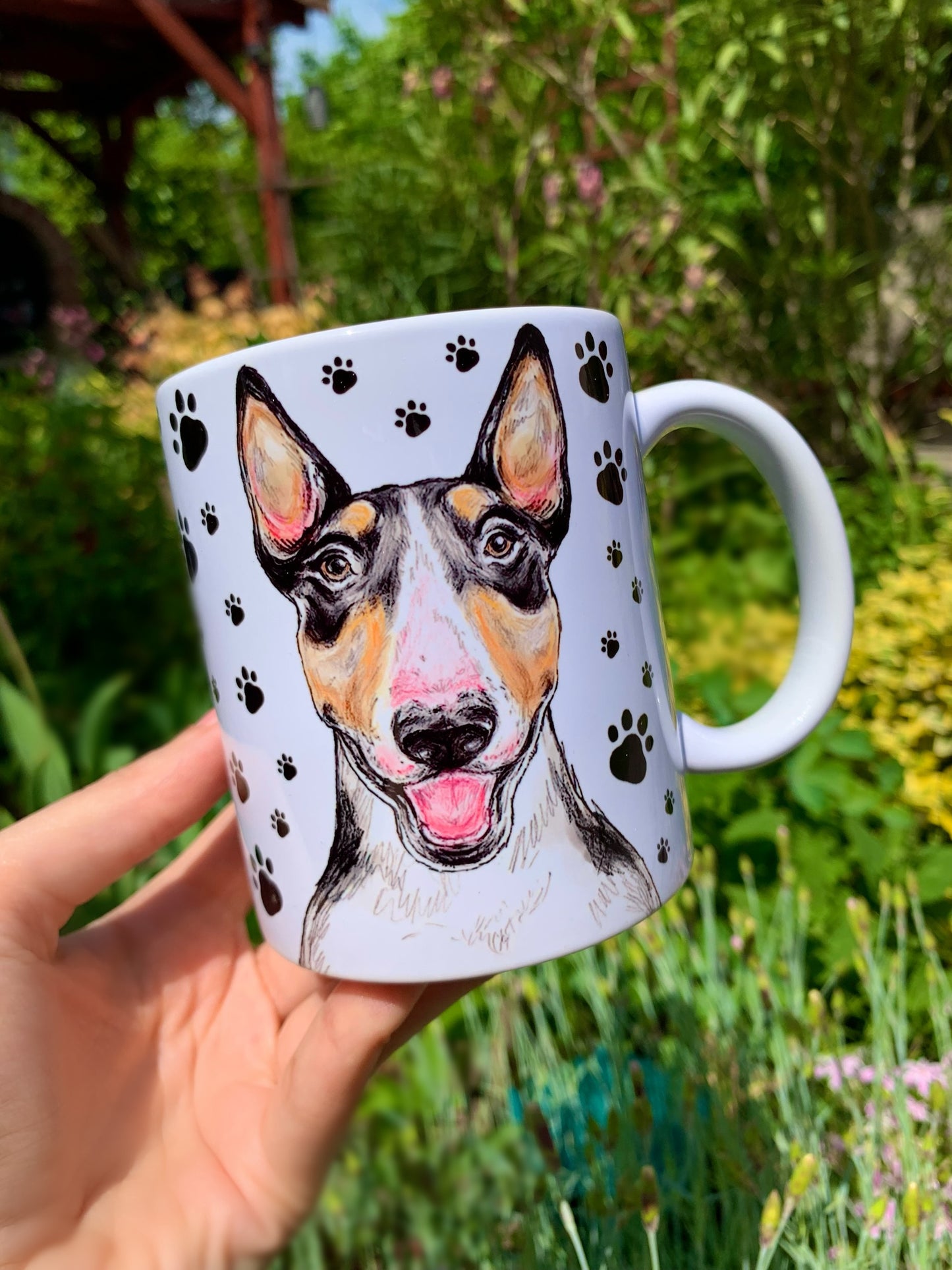 Egyedi kutyás ajándék Bullterrier gazdiknak – mancsos kerámia bögre