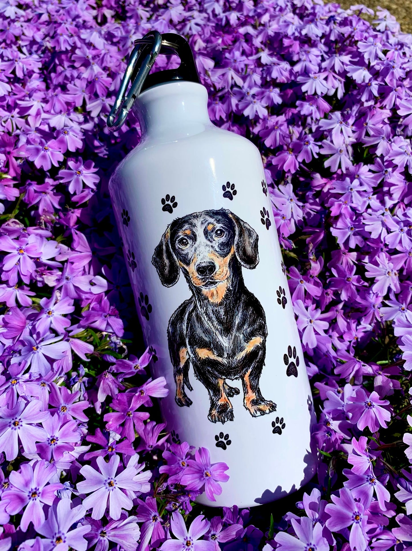 Black and Tan Dachshund - Cser Tacskó Kulacs - Tacskó és mancs mintával - 600 ml