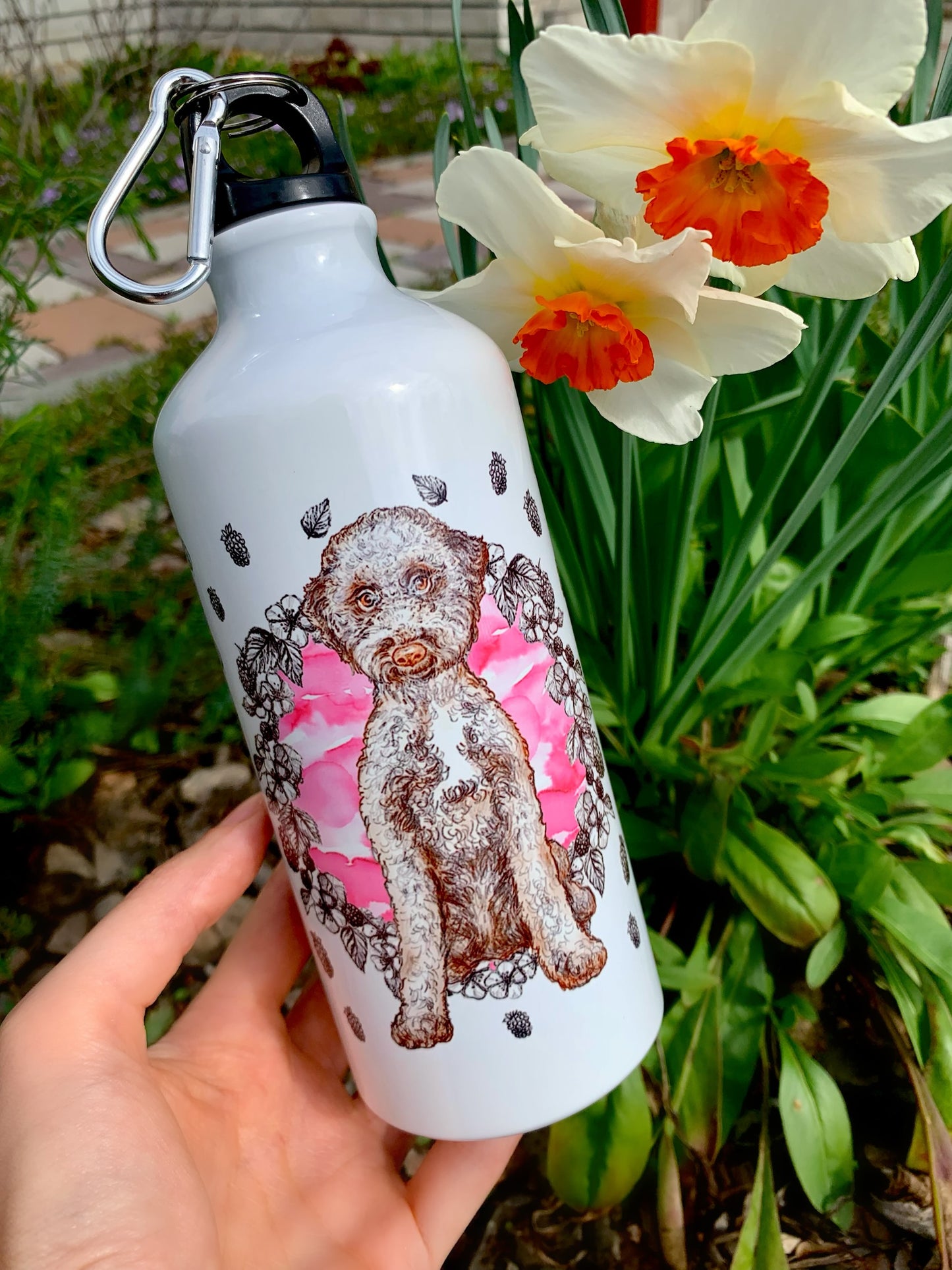 Lagotto Romagnolo Kulacs - FÉM - Ülő Lagotto kutya mintával