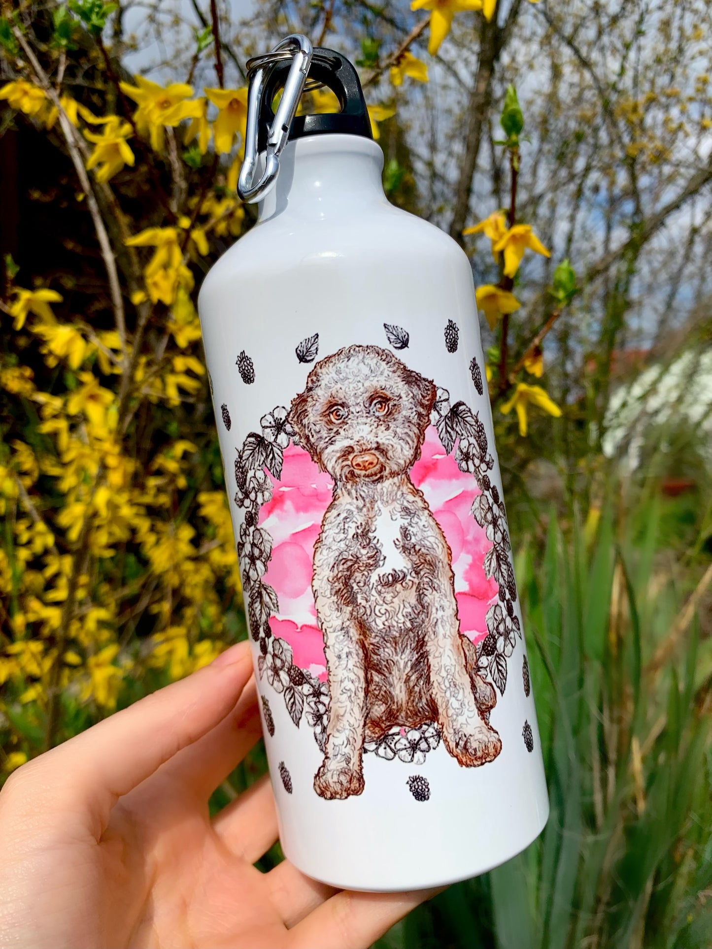 Lagotto Romagnolo Kulacs - FÉM - Ülő Lagotto kutya mintával