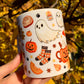 Halloween Tacskós bögre - Kézzel festett Tacskó Halloweeni Pumpkin és őszi szellemes leveles mintával