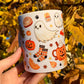 Halloween Tacskós bögre - Kézzel festett Tacskó Halloweeni Pumpkin és őszi szellemes leveles mintával