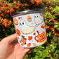 Halloweeni Tacskós fém bögre - Kézzel festett Tacskó Halloweeni Szellem és Pumpkin őszi mintával