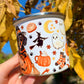 Halloweeni Tacskós fém bögre - Kézzel festett Tacskó Halloweeni Pumpkin és Boszis szellemes őszi mintával