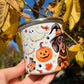 Halloweeni Tacskós fém bögre - Kézzel festett Tacskó Halloweeni Pumpkin és Boszis szellemes őszi mintával