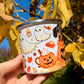 Halloweeni Tacskós fém bögre - Kézzel festett Tacskó Halloweeni Szellem és Pumpkin őszi mintával