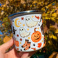 Halloweeni Tacskós fém bögre - Kézzel festett Tacskó Halloweeni Pumpkin és Boszis szellemes őszi mintával