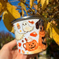 Halloweeni Tacskós fém bögre - Kézzel festett Tacskó Halloweeni Szellem és Pumpkin őszi mintával