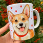 Corgi kutya bögre - Kézzel festett Corgi kutya mintával - Választható háttér mintákkal