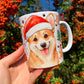 Karácsonyi Corgi kutya bögre - Kézzel festett Corgi kutya és karácsonyi mintával