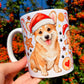 Karácsonyi Corgi kutya bögre - Kézzel festett Corgi kutya és karácsonyi mintával