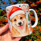 Karácsonyi Corgi kutya bögre - Kézzel festett Corgi kutya és karácsonyi mintával