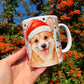 Karácsonyi Corgi kutya bögre - Kézzel festett Corgi kutya és karácsonyi mintával