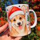 Karácsonyi Corgi kutya bögre - Kézzel festett Corgi kutya és karácsonyi mintával