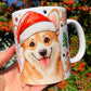 Karácsonyi Corgi kutya bögre - Kézzel festett Corgi kutya és karácsonyi mintával