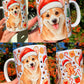 Karácsonyi Corgi kutya bögre - Kézzel festett Corgi kutya és karácsonyi mintával