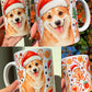 Karácsonyi Corgi kutya bögre - Kézzel festett Corgi kutya és karácsonyi mintával
