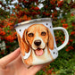 Beagle kutyás fém bögre - Kézzel festett Beagle kutya mintákkal és mancs nyomokkal
