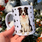 Border collie kutyás bögre - Kézzel festett Border collie kutya és mancs mintával