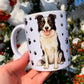 Border collie kutyás bögre - Kézzel festett Border collie kutya és mancs mintával