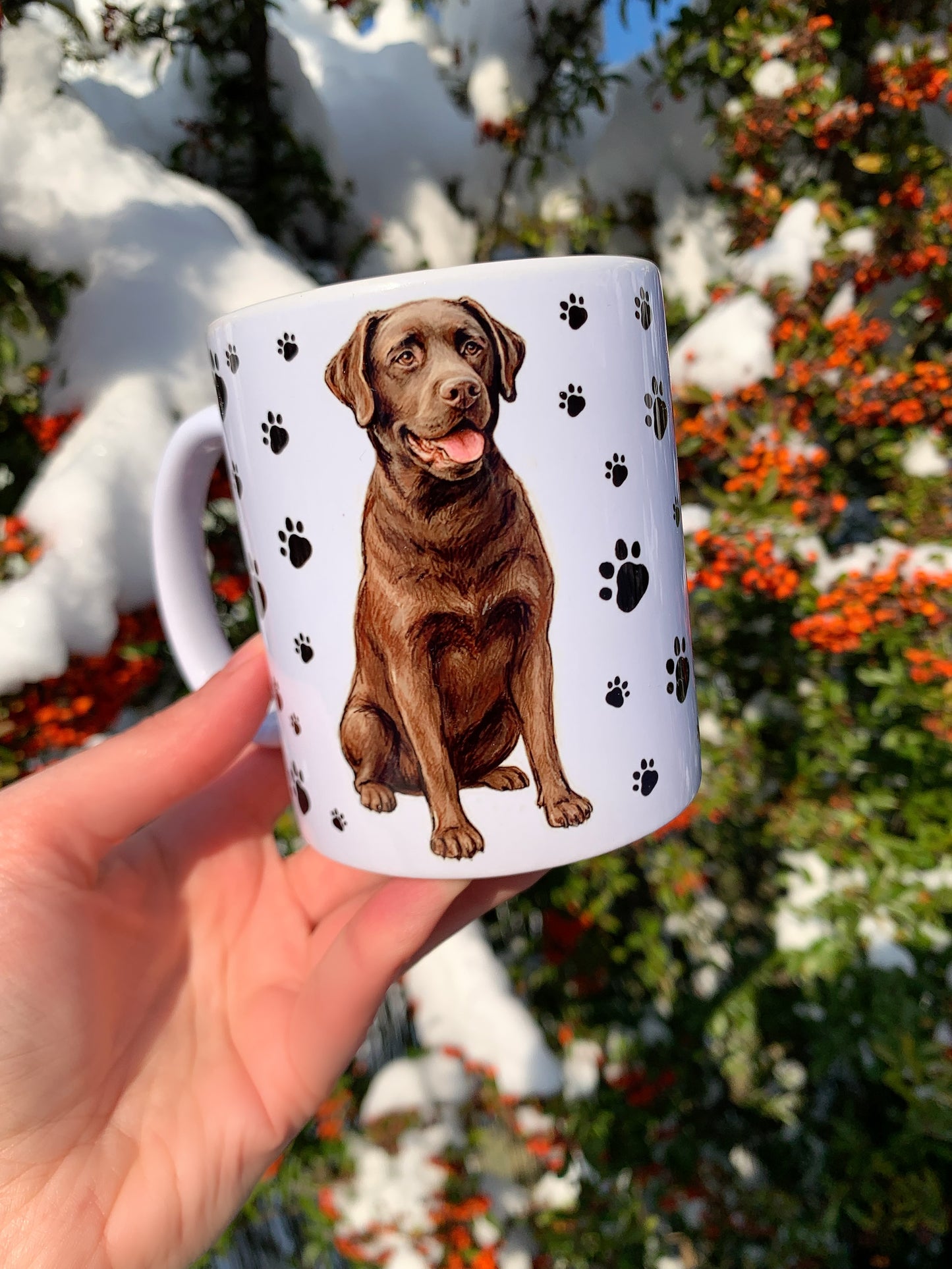 Labrador kutyás bögre - Kézzel festett Labrador kutya és mancs mintával