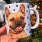 Francia bulldog kutyás bögre - Kézzel festett Francia bulldog kutya és mancs mintával