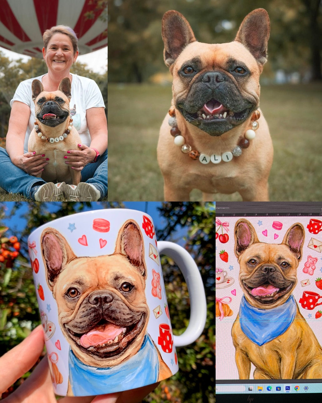 PRÉMIUM KÉZZEL RAJZOLT KISÁLLATPORTRÉ – Teljesen egyedi háttér mintákkal – "Prémium csomag" 45.990 FT-tól