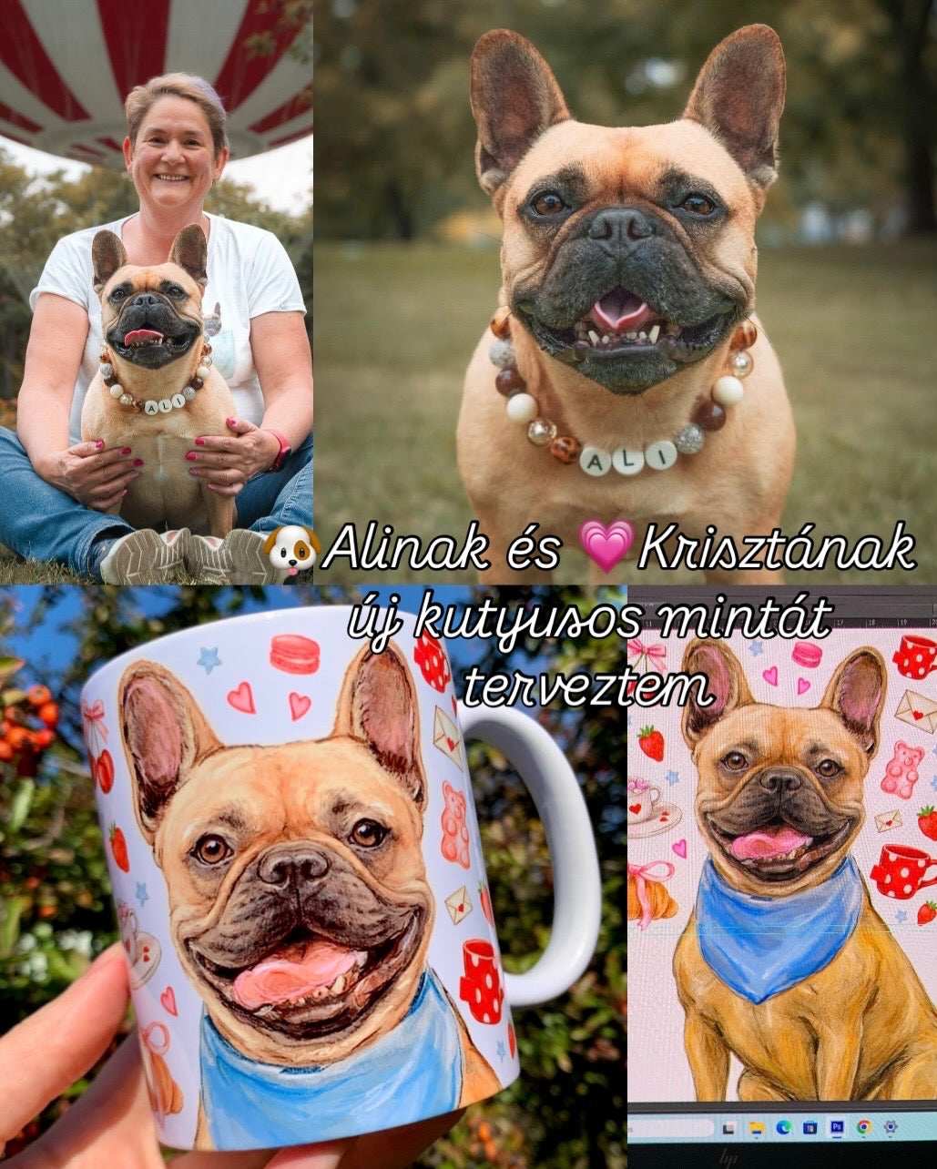 PRÉMIUM KÉZZEL RAJZOLT KISÁLLATPORTRÉ – Teljesen egyedi háttér mintákkal – "Prémium csomag" 45.990 FT-tól