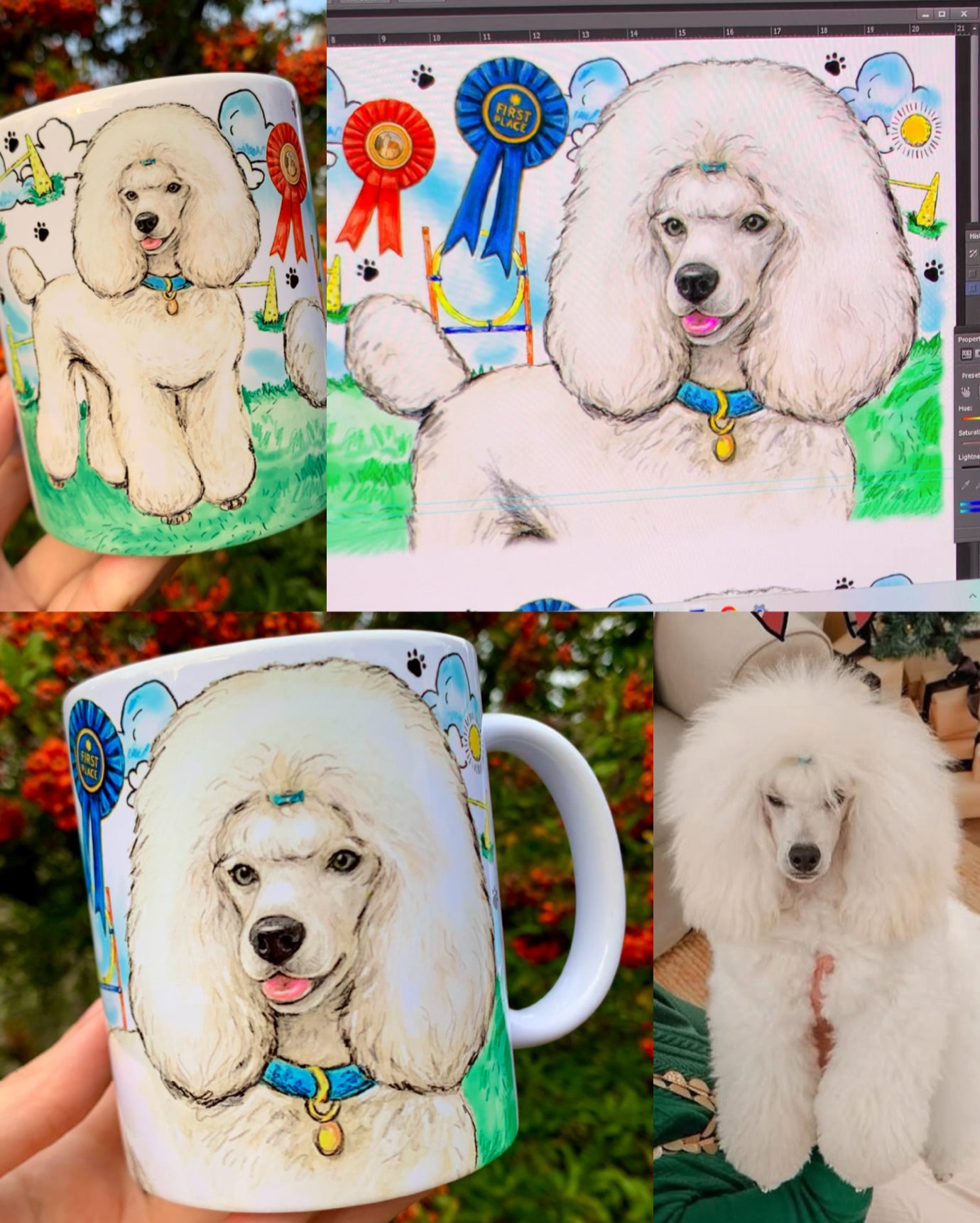 PRÉMIUM KÉZZEL RAJZOLT KISÁLLATPORTRÉ – Teljesen egyedi háttér mintákkal – "Prémium csomag" 45.990 FT-tól