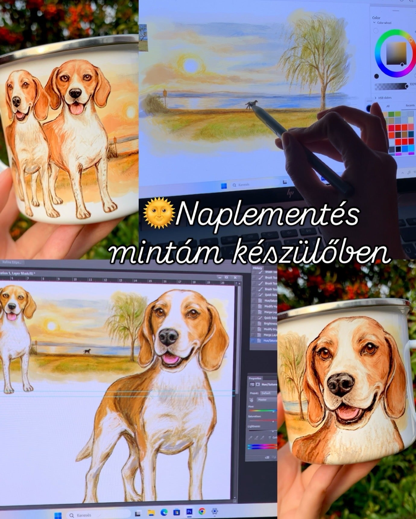 PRÉMIUM KÉZZEL RAJZOLT KISÁLLATPORTRÉ – Teljesen egyedi háttér mintákkal – "Prémium csomag" 45.990 FT-tól