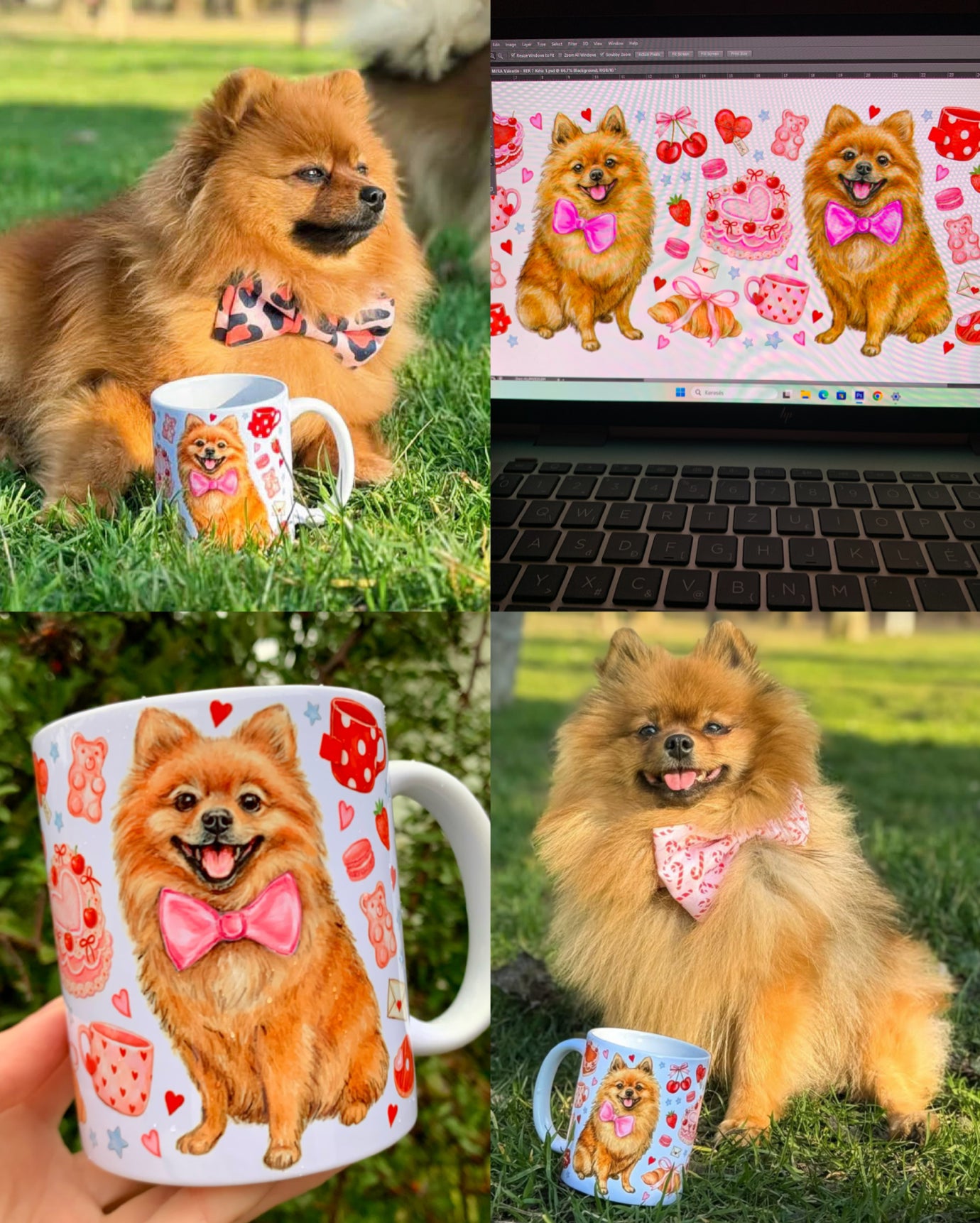 PRÉMIUM KÉZZEL RAJZOLT KISÁLLATPORTRÉ – Teljesen egyedi háttér mintákkal – "Prémium csomag" 45.990 FT-tól