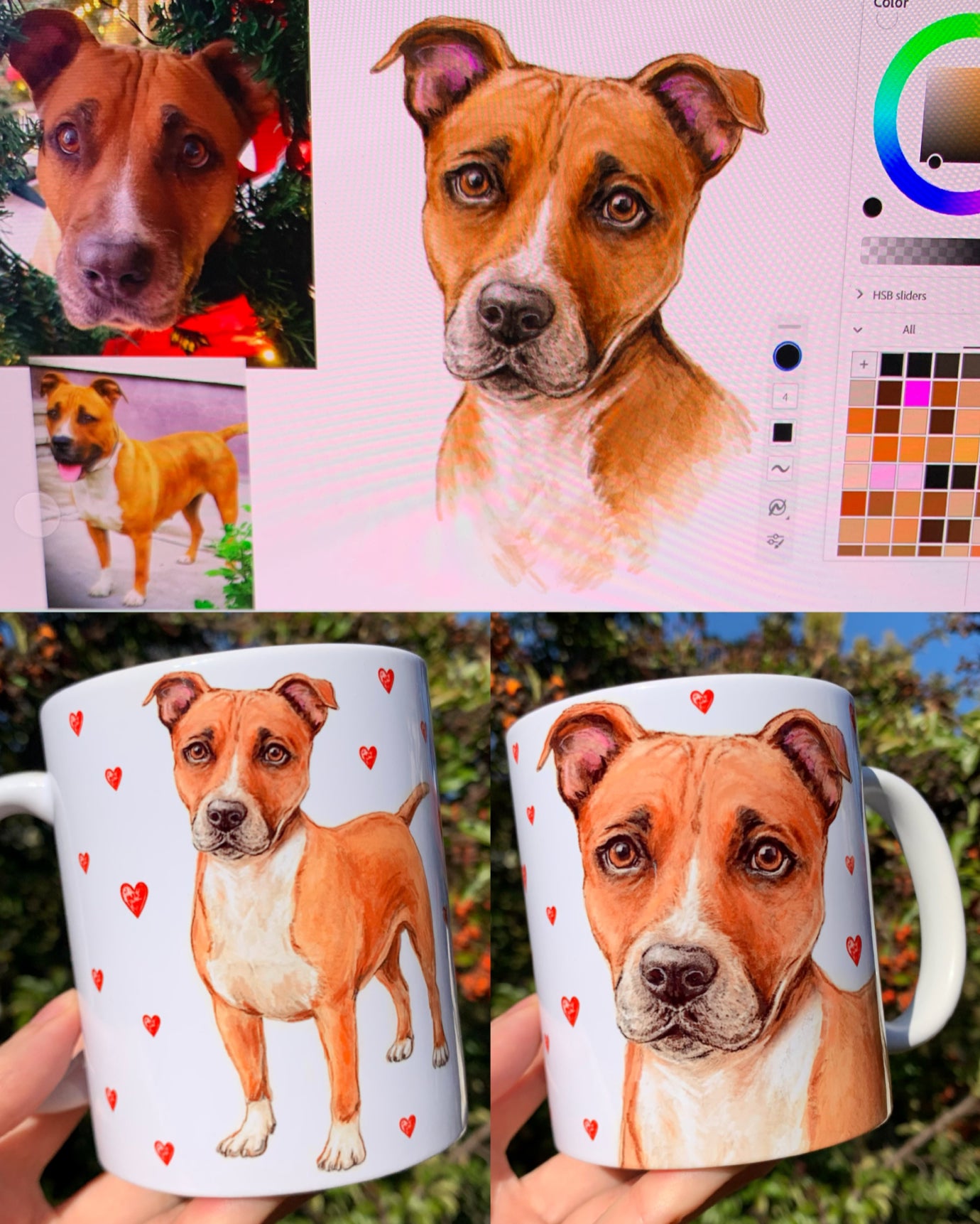 PRÉMIUM KÉZZEL RAJZOLT KISÁLLATPORTRÉ – Teljesen egyedi háttér mintákkal – "Prémium csomag" 45.990 FT-tól