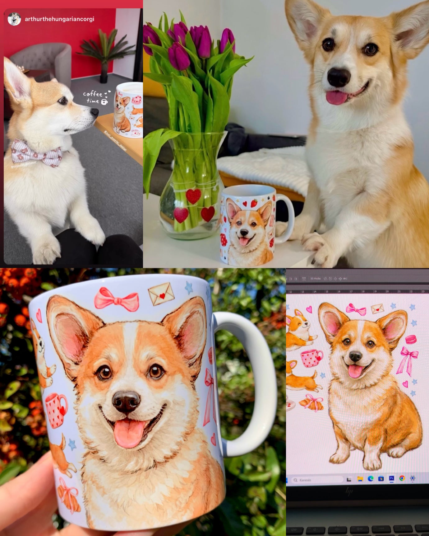 PRÉMIUM KÉZZEL RAJZOLT KISÁLLATPORTRÉ – Teljesen egyedi háttér mintákkal – "Prémium csomag" 45.990 FT-tól