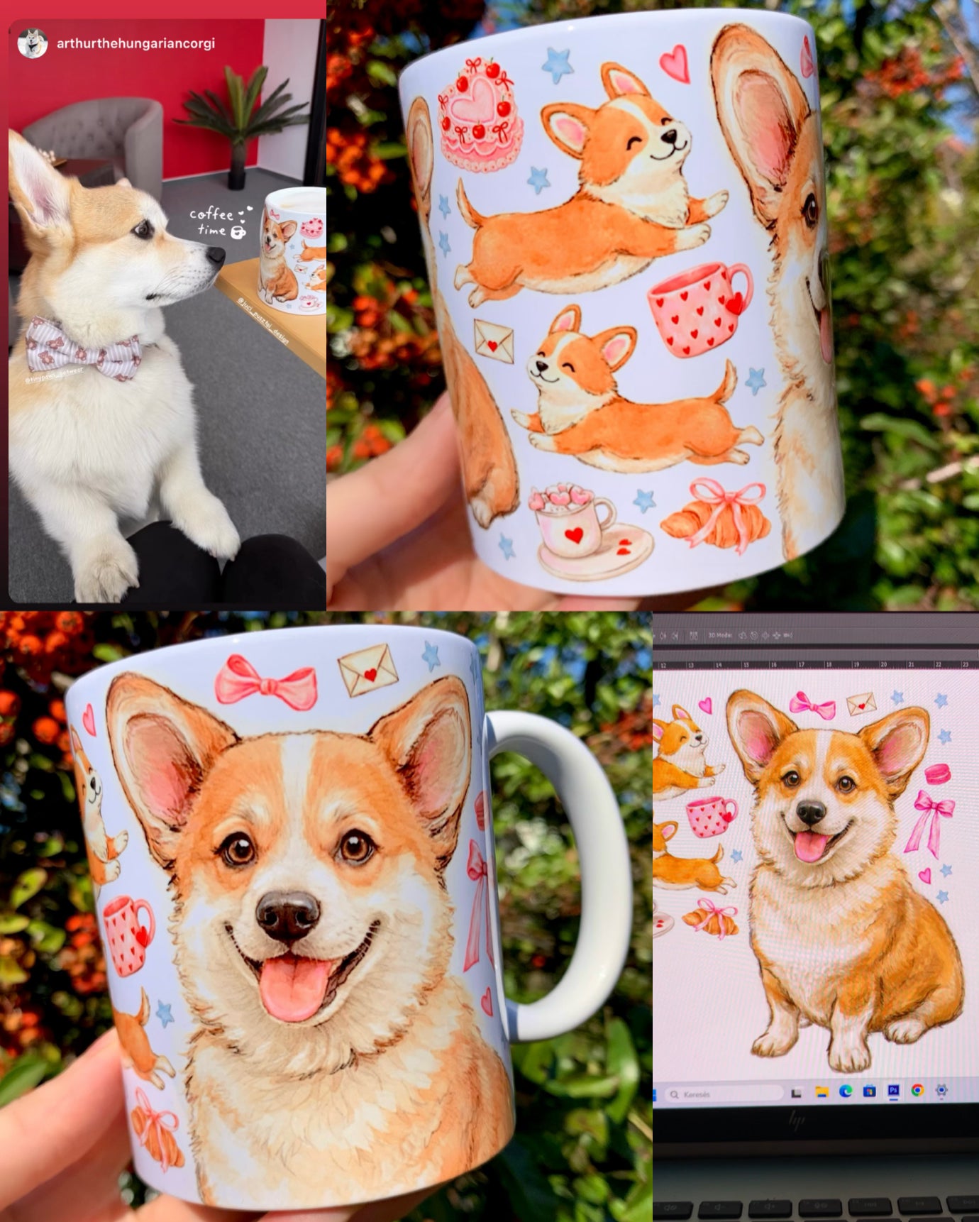 PRÉMIUM KÉZZEL RAJZOLT KISÁLLATPORTRÉ – Teljesen egyedi háttér mintákkal – "Prémium csomag" 45.990 FT-tól