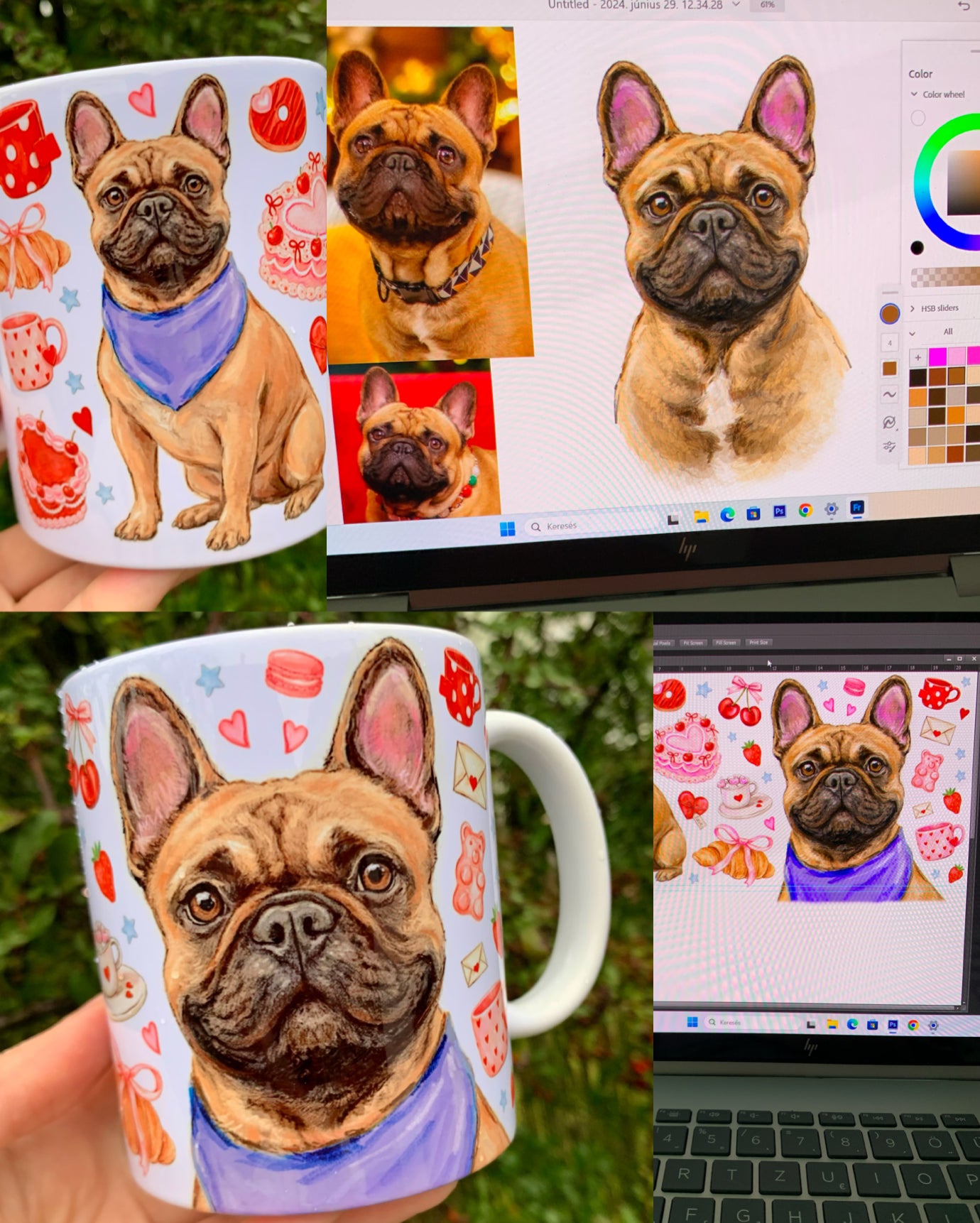 PRÉMIUM KÉZZEL RAJZOLT KISÁLLATPORTRÉ – Teljesen egyedi háttér mintákkal – "Prémium csomag" 45.990 FT-tól