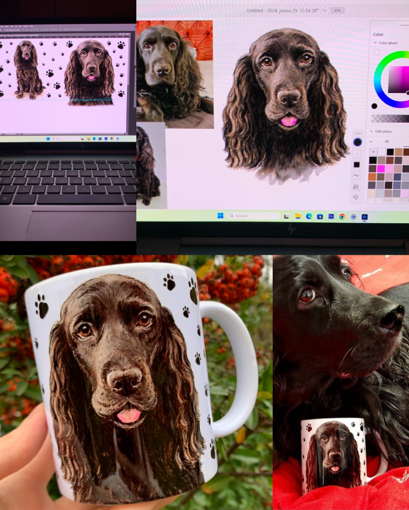 PRÉMIUM KÉZZEL RAJZOLT KISÁLLATPORTRÉ – Teljesen egyedi háttér mintákkal – "Prémium csomag" 45.990 FT-tól