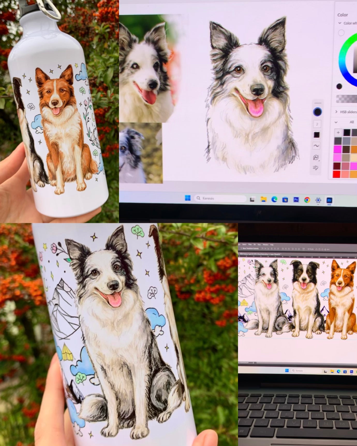 PRÉMIUM KÉZZEL RAJZOLT KISÁLLATPORTRÉ – Teljesen egyedi háttér mintákkal – "Prémium csomag" 45.990 FT-tól