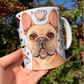 Francia bulldogos bögre - Kézzel festett Francia bulldog mintával és mancsos kávés mintákkal