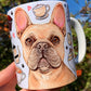 Francia bulldogos bögre - Kézzel festett Francia bulldog mintával és mancsos kávés mintákkal