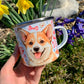 Corgi kutyás bögre - Kézzel festett ugró Corgi mintákkal