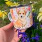 Corgi kutyás bögre - Kézzel festett Corgi kutya Maci süti és virág mintákkal
