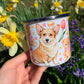Corgi kutyás bögre - Kézzel festett Corgi kutya Maci és virág mintákkal