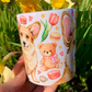 Corgi kutyás bögre - Kézzel rajzolt Corgi minta és Macis virágos minták