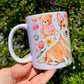 Corgi kutyás bögre - Kézzel rajzolt Corgi minta és Macis virágos minták