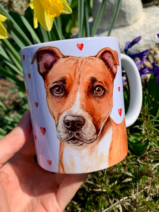 Staffordshire bullterrier bögre - Kézzel festett Staffi mintával